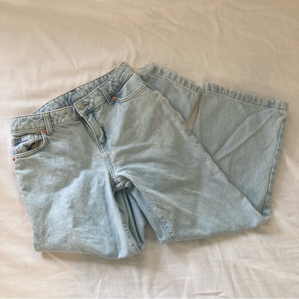 Cat & Jack Girls Light Wash Wide Leg Jeans